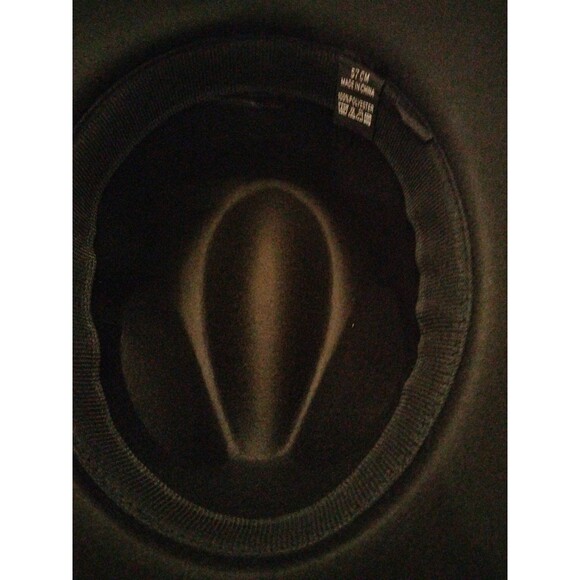 Black wide brim hat gold leaf band men women size 57 cm - Picture 6 of 7